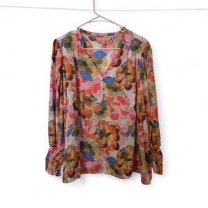 Hope & Harlow Colorful Floral Women's Blouse 1X